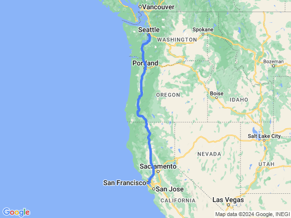 Map of San Francisco to Seattle
