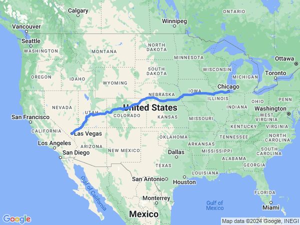 Map of Las Vegas to Chicago