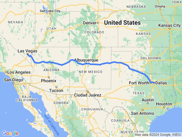 Map of Las Vegas to Dallas