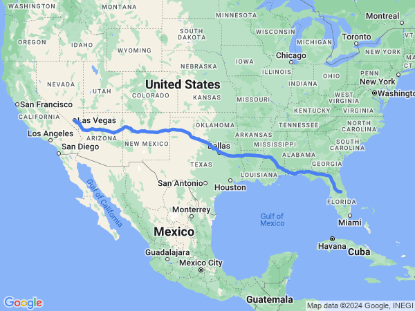 Map of Las Vegas to Orlando