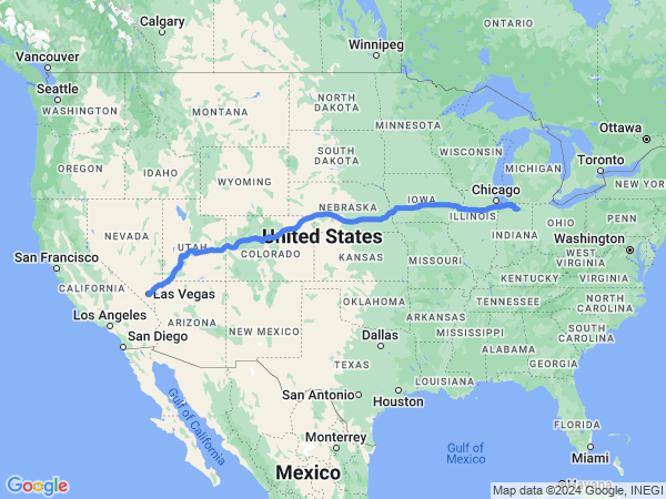 Map of Nappanne to Las Vegas