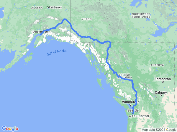 Map of Anchorage to Seattle