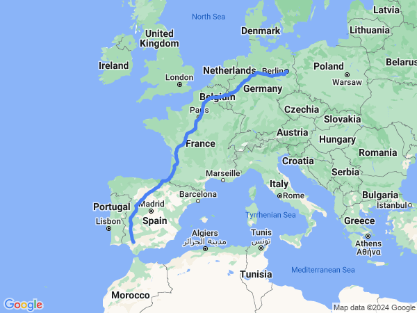 Map of Berlin to Seville