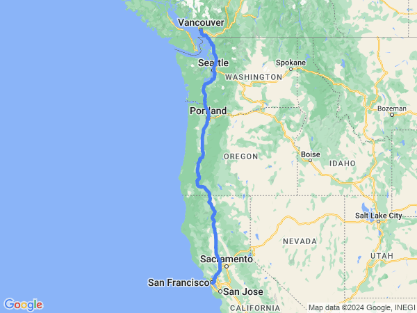 Map of San Francisco to Vancouver