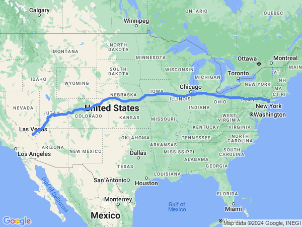 Map of Las Vegas to New York