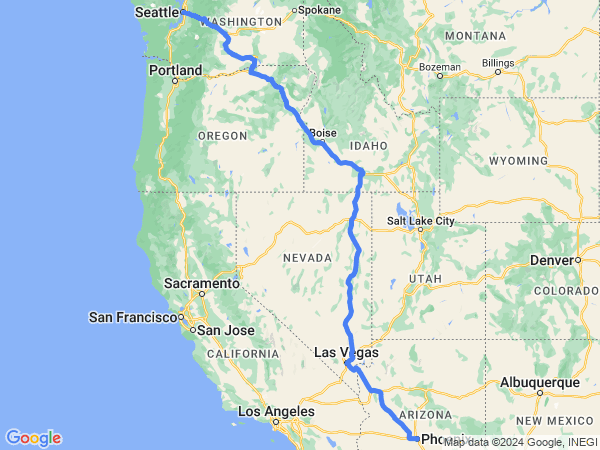 Map of Seattle to Phoenix