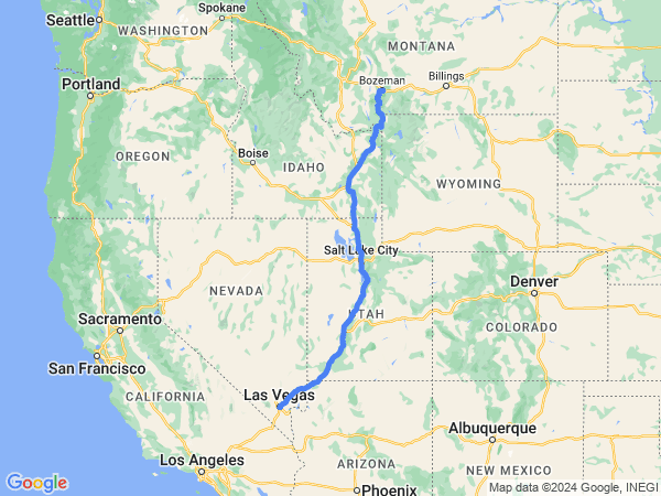 Map of Bozeman to Las Vegas