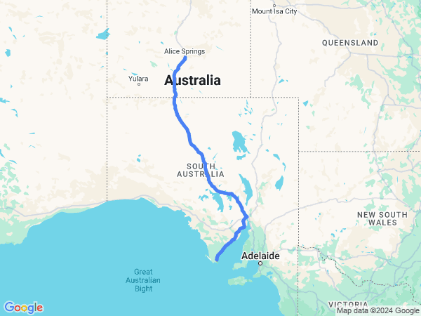 Map of Alice Springs to Port Lincoln