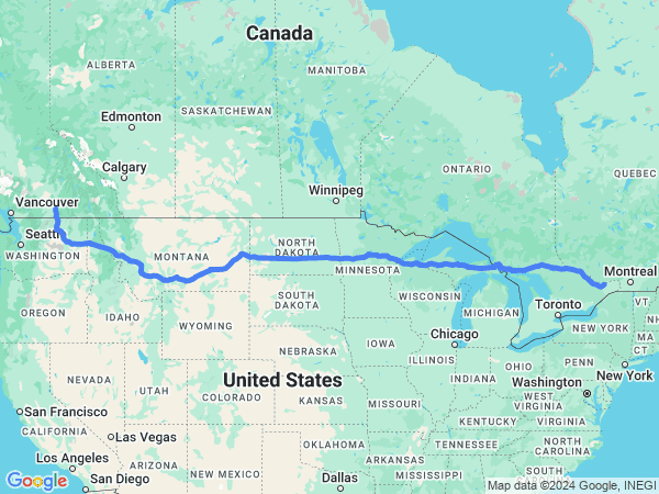 Map of Penticton to Ottawa