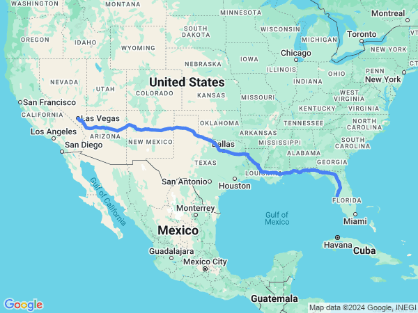 Map of Las Vegas to Tampa